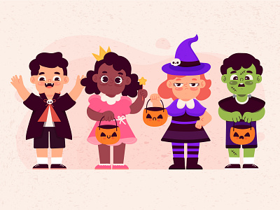 Trick or Treat! 2d art character character design flat freebie halloween illustration kids trick or treat vector