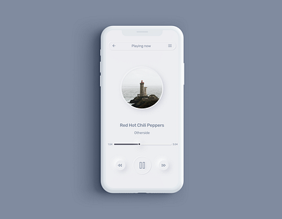 Minimalistic Music Player app apple colors design digital minimalist mobile mobile ui music music player neumorphism shadow skeumorphic ui uiux white