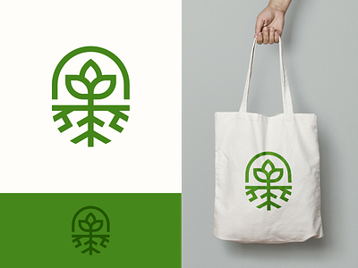 Bloom Leaf Root Logo cow creative design farm green icon leaf leaves logo logos modern organic root simple