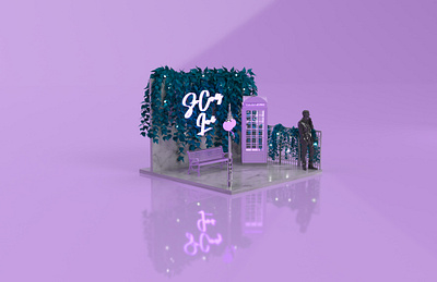 So Comes Love Wedding Pop-up 3d art 3d design 3d designer adobe dimension adobe photoshop brand design brand identity branding bridal experiential design immersive installation installation art lavender and teal pop up tradeshow tradeshow booth typography wedding