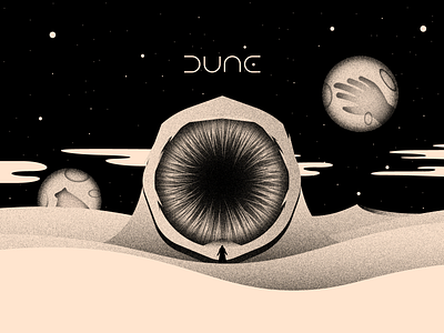 Vectober 13 - Dune 2d black brush colors dune flat illustration illustrator inktober inktober2020 light planet space texture textures vectober vector white worm