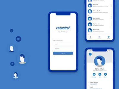 Crewlist Contacts App app app design contact film nightmode projects tech uxuidesign