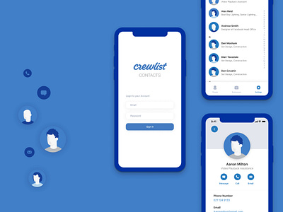 Crewlist Contacts App app app design contact film nightmode projects tech uxuidesign