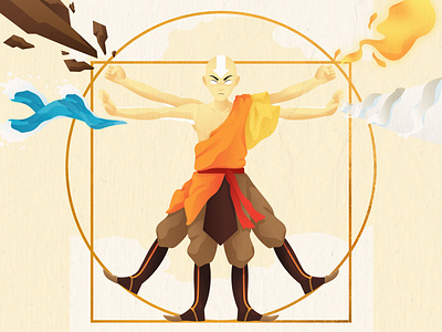 Vitruviaang aang adobe illustrator avatar the last airbender character design da vinci drawing elements illustration leonardo da vinci vector vitruvian man