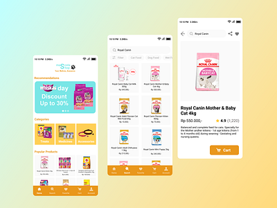 mascota shop (Pet Shop) [Mobile App] design figma mobile mobile app pet shop theme ui ui design uiux user interface