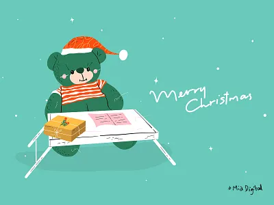 Merry Christmas bear postcard animal bear clause cute cute bear design doodle drawing greeting card hat illustration merry christmas merry xmas merrychristmas painting postcard santa santa bear xmas