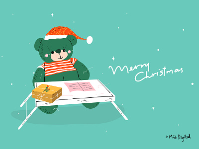 Merry Christmas bear postcard animal bear clause cute cute bear design doodle drawing greeting card hat illustration merry christmas merry xmas merrychristmas painting postcard santa santa bear xmas