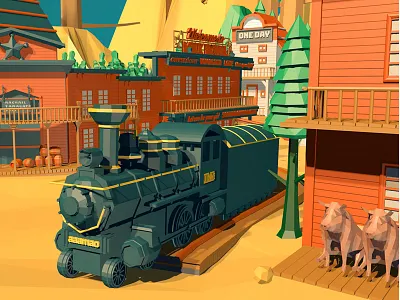 Western Animal Farm animals c4d farm illustration