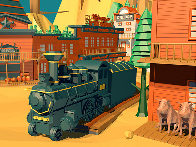 Western Animal Farm animals c4d farm illustration