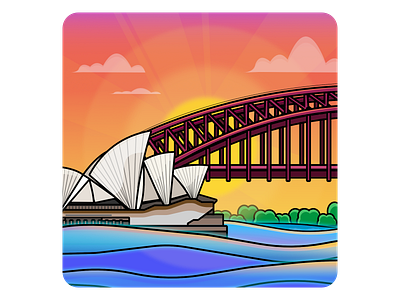 Sydney 2d australia design gradient illustration landscape sydney sydney opera house vector