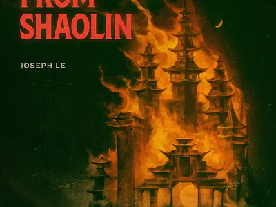 Nightmares From Shaolin burning dark digital painting fire horror illustration paint painting red temple