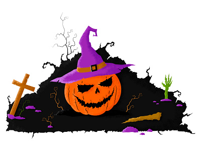 Halloween illustration autumn bone celebration design evil fall flat flyer grave halloween hat horror icon illustration party pumpkin vector witch witchraft zombie