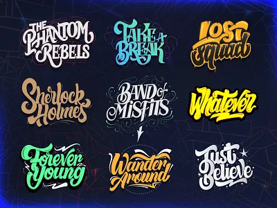Lettering compilation 2019-2020 branding calligraphy graphic design hand lettering illustration lettering logo logotype type typography