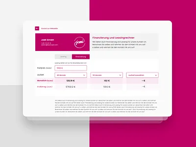 JoMi - Client management business calculator design leasing minimal software uiux webdesign