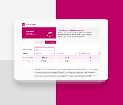 JoMi - Client management business calculator design leasing minimal software uiux webdesign