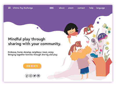 Toy Library Website Part.1 flat home illustration kids landingpage toy website