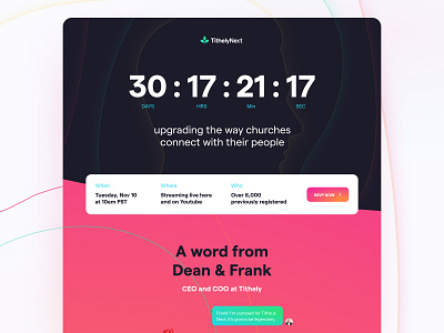 Tithely Next // Nov 2020 app brand branding countdown design event figma fintech home page landing page landing page design logo marketing mobile app ui ui design ux website