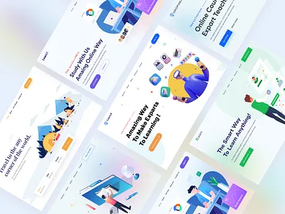 5 Hero Sections branding color design header area hero hero section illustration landing page learning learning webiste minimal new travel website ui ux website