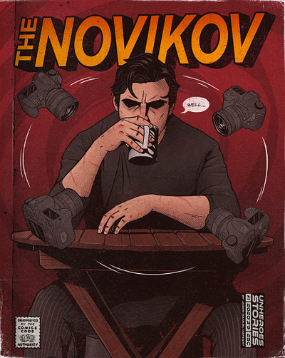 Novikov character coffee comics cover dark darkness hero illustration photographer