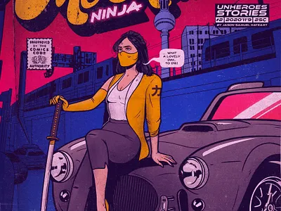 Mila berlin car comic illustration katana killer ninja shelby spy weapon