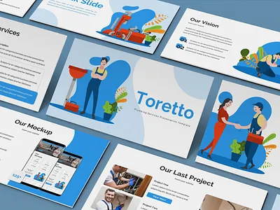 Toretto – Plumber Presentation Template business presentation illustration keynote template lookbook pitchdeck plumber powerpoint template presentation proposal slides