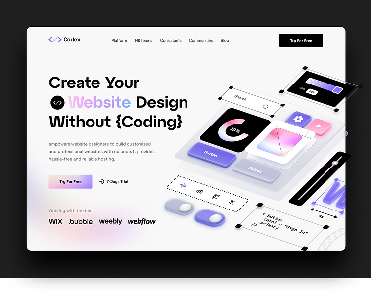 Codex - Landing page by Bogdan Falin for QClay on Dribbble