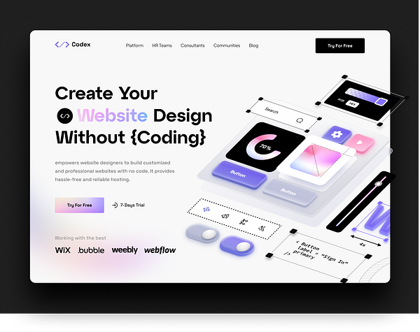 Codex - Landing page by Bogdan Falin for QClay on Dribbble