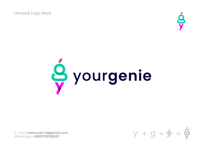 yourgenie - y + g + Genie Logo Concept branding colourfull consultant logo financial logo icon logo logo design logo icon logo maker modern logo