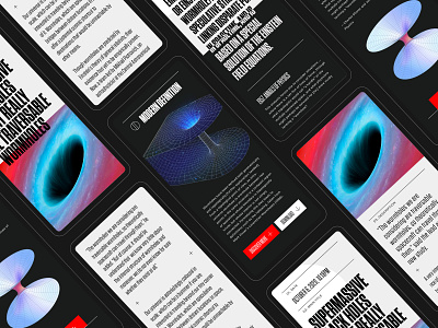 Supermassive black holes. Mobile version. black clean clean design clean ui gray minimal mobile mobile ui responsive responsive design responsive website design space spaceship white wormhole