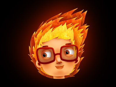 It's OK avatar boy character face fire illustration man