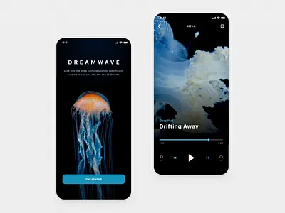 DreamWave animation audio audio player audiobook blue calm clean deep dream dreaming drift jellyfish landing meditation music orange sleep sound video wave