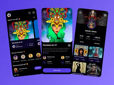 NFT Marketplace app design application design branding design graphic design illustration minimal nft application ui ui ux design user interface