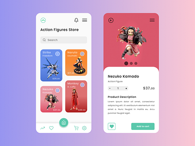 Action Figures Store Design anime design figure girls illustration iphone iphone x mobile mobile ui mobile uiux