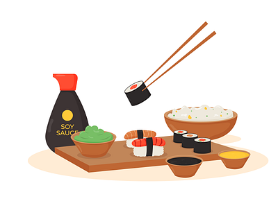Sushi Restaurant flat food freepik illustration organic restaurant sushi ui ux vector vector illustration