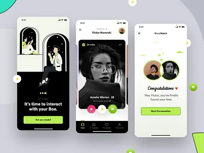 Dating App UI exploration animation app bae branding card dating app design fashion galaxy halolab illustration logo love model swipe tinder ui ui8 ux vector