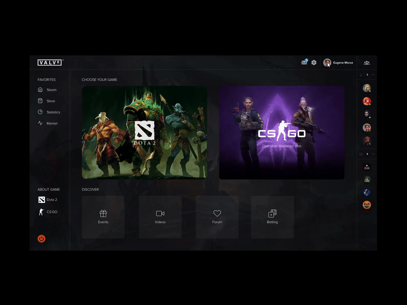 Concept DOTA2 and CS:GO 🤓 animated gif animation colorful concept cs:go dashboard ui dota2 game dashboard game ui games ui design video web dashboard