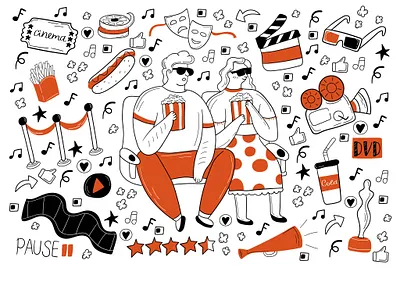 🎬 Cinema 🎬 art black and white cartoon character cinema comic design doodle doodles fun graphic graphic design illustrations ink line line art minimal monochrome movies vector