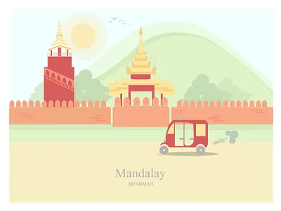 City Hopping asia attractions city illustration cityscape design illustration mandalay vector
