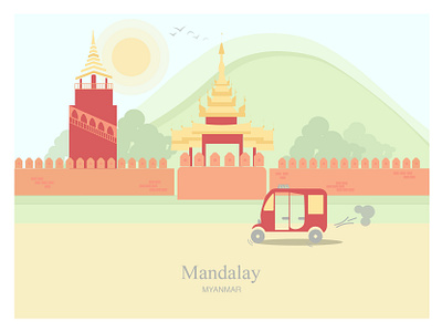 City Hopping asia attractions city illustration cityscape design illustration mandalay vector