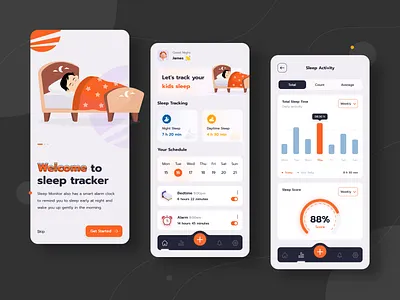 Kids Sleep Tracker App app concept app design app designer app development branding daily ui design illustration kids sleep tracker minimalism monitor sleep sleep app sleep coach sleep monitor sleep tracker sleep tracker app ui ui design user experience ux