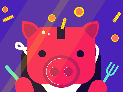 Piggybank illustration adobe illustrator brandenstein character design coin coins design digital illustration flat design flat illustration flat illustrations flat illustrator fork hungry illustration illustrations pig piggybank vector vector illustration vectorart