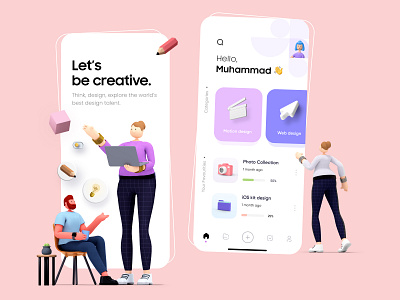 3D app design for creatives - UI/UX design 3d animation 3d art app branding character clean design flat ui free icon illustration logo minimal minimal art mobile app muudy typography ui ux vector