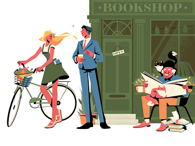 Life In A City art books bookshop cats character character design city design everyday girl character illustration illustration art illustration for web illustrator lifestyle lifestyle illustration shakuro vector