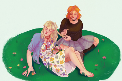 Gals being pals illustration