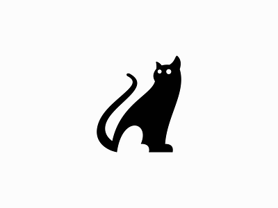 Black Cat Logo animal black branding cat design icon identity illustration kitty logo mark negative space original pet premium simple symbol unique vector vet