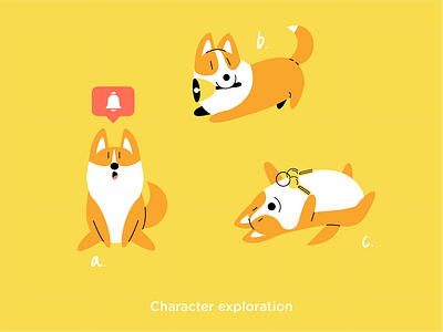 Character exploration 2d animal character animals bell best friend character exploration corgi dog doggy illustration keys mascot panic studio pets uproad