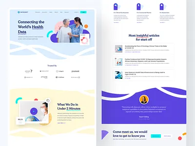 Datavant landing page concept clean clean design clinic commercial connecting data database design health app healthcare healthy home illustration landingpage research solutions ui web webdesign website