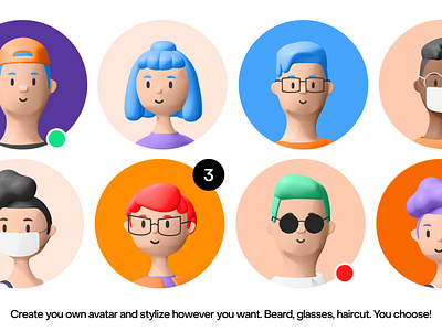 3d avatars 3d 3d avatar 3d character 3d human 3d icon 3d illustration app color palette service trending ui ui app ui kit