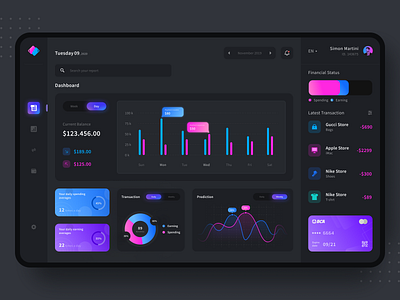 Financial Management Dashboard Exploration dark mode dashboard ui ewallet finance app finance dashboard financial management glow ui uidesigns uiux