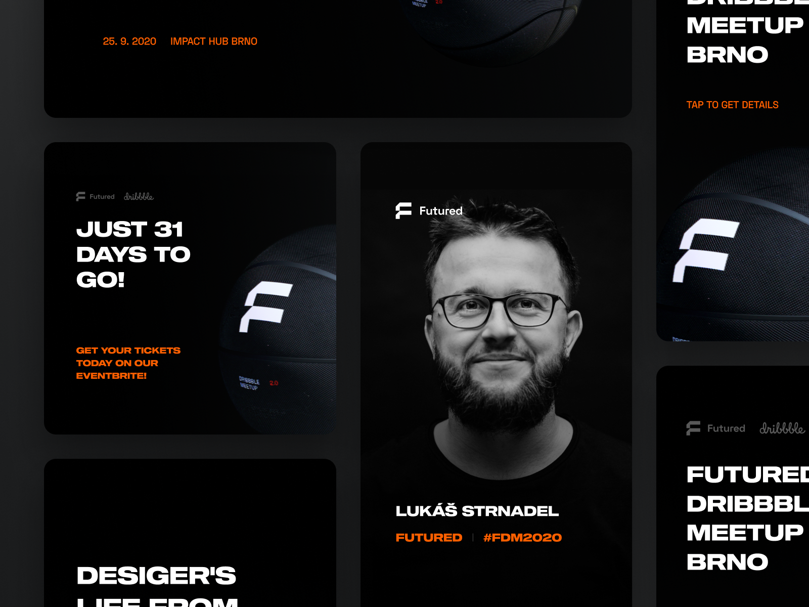 Example of Futured Dribbble meetup Brno - Visuals